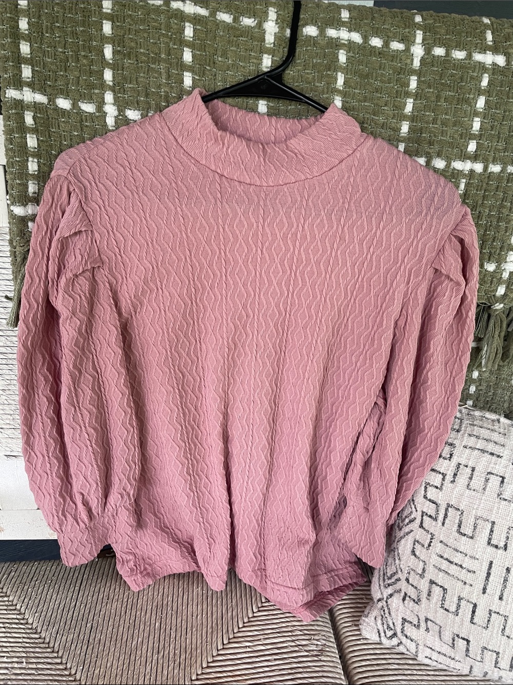 Fashion Brand Company Dusty Rose Textured Mock Neck Blouse